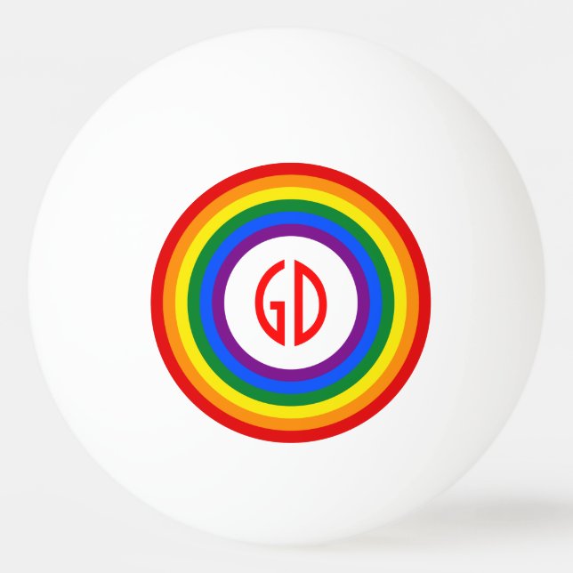 RAINBOW FLAG BUTTON + your sign or monogram Ping Pong Ball (Back)
