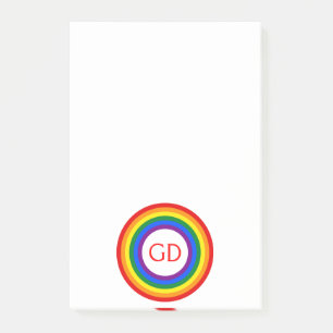 RAINBOW FLAG BUTTON + your sign or monogram Post-it Notes