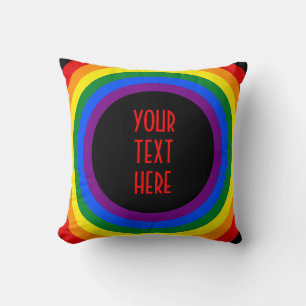 RAINBOW FLAG BUTTON + your sign or text Cushion
