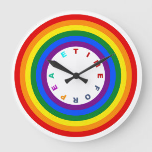 RAINBOW FLAG BUTTON + your sign or text Large Clock