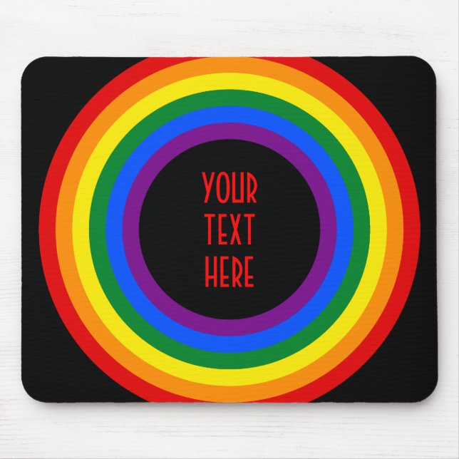 RAINBOW FLAG BUTTON + your sign or text Mouse Mat (Front)