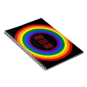 RAINBOW FLAG BUTTON + your sign or text Notebook