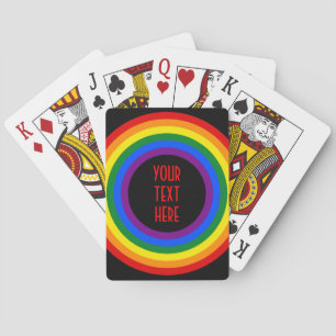 RAINBOW FLAG BUTTON + your sign or text Playing Cards