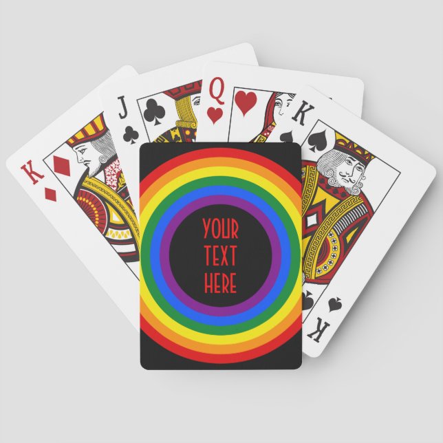 RAINBOW FLAG BUTTON + your sign or text Playing Cards (Back)