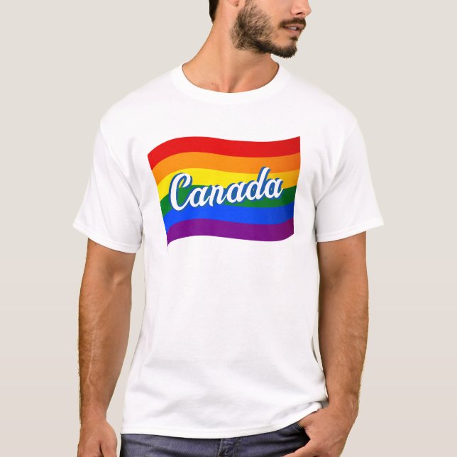 Rainbow Flag Canada Canadian Gay Pride LGBT LGBTQ T-Shirt (Front)