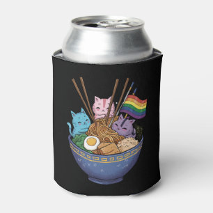Rainbow Flag Cats Ramen Anime Gay Pride Month LGBT Can Cooler