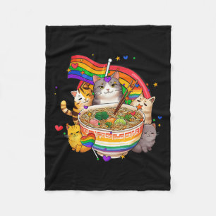 Rainbow Flag Cats Ramen Anime Gay Pride Month Lgbt Fleece Blanket