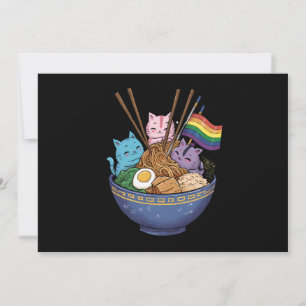Rainbow Flag Cats Ramen Anime Gay Pride Month LGBT Invitation