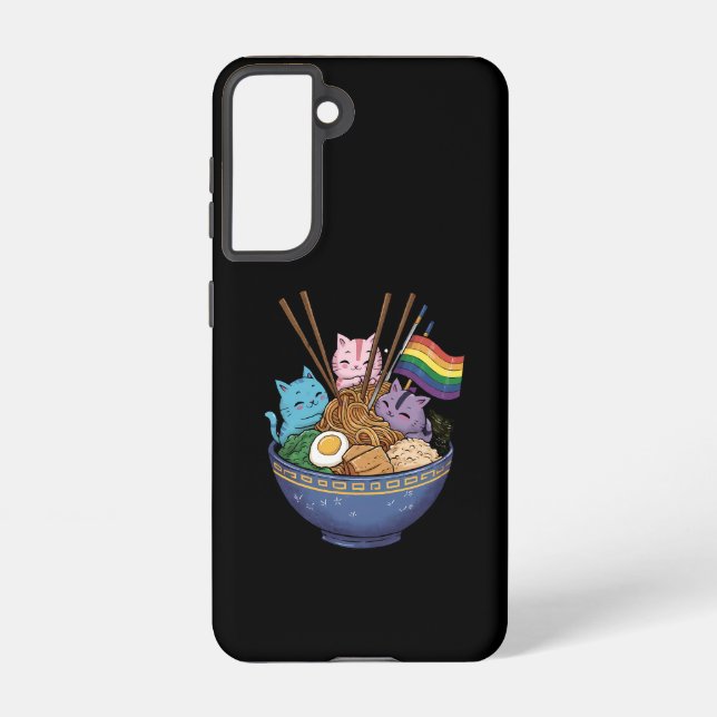 Rainbow Flag Cats Ramen Anime Gay Pride Month LGBT Samsung Galaxy S21 Case (Back)