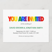 Rainbow Flag Colors Gay Wedding Invitations