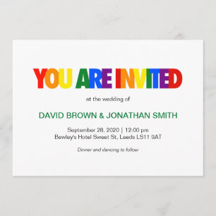 Rainbow Flag Colors Gay Wedding Invitations