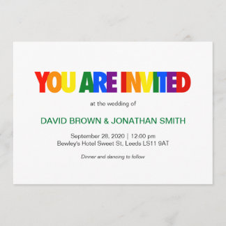 Rainbow Flag Colors Gay Wedding Invitations