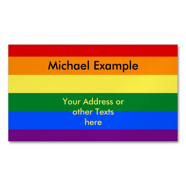 RAINBOW FLAG COLORS + your text & ideas Magnetic Business Card (Front)