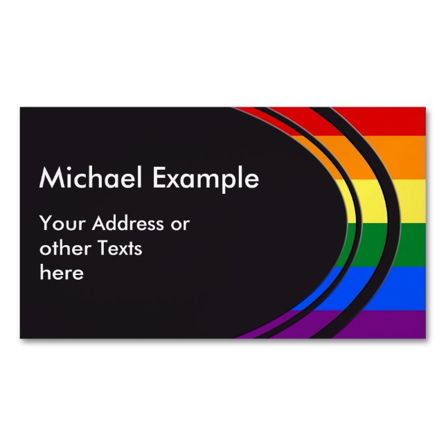 RAINBOW FLAG COLORS + your text & ideas Magnetic Business Card (Front)