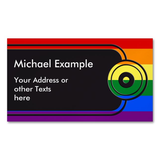 RAINBOW FLAG COLORS + your text & ideas Magnetic Business Card (Front)