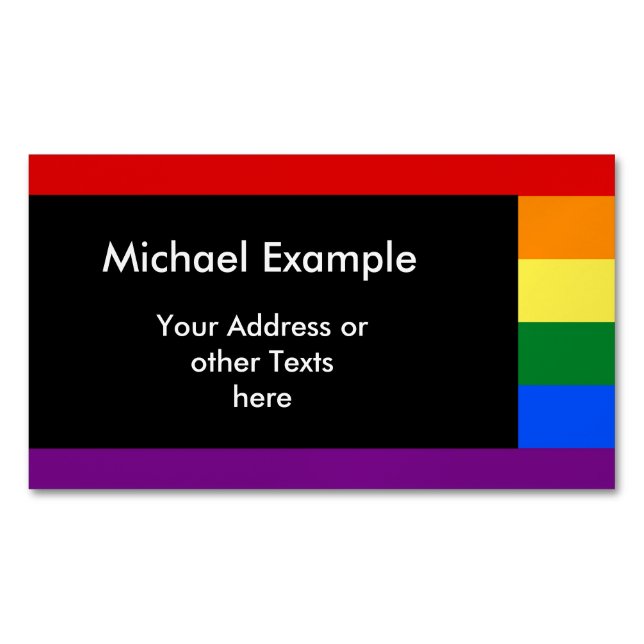 RAINBOW FLAG COLORS + your text & ideas Magnetic Business Card (Front)
