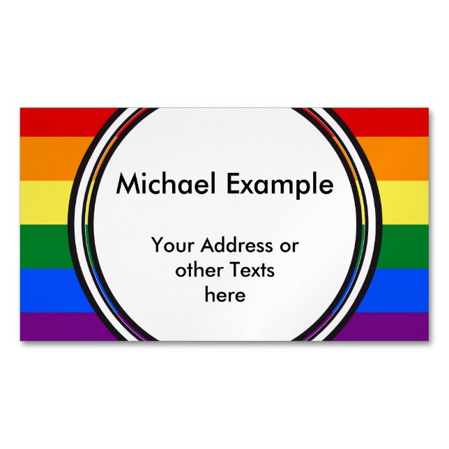 RAINBOW FLAG COLORS + your text & ideas Magnetic Business Card (Front)