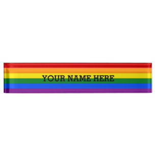 RAINBOW FLAG COLORS + your text Nameplate