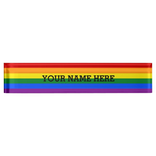 RAINBOW FLAG COLORS + your text Nameplate (Front)