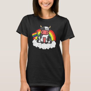Rainbow Flag Cow Lgbt Pride Month Gay Ally Farmer T-Shirt