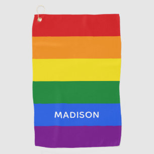 Rainbow Flag custom name golf towel