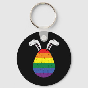 Rainbow Flag Egg Bunny Ears Gay Pride Easter Lgbt Key Ring