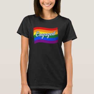 Rainbow Flag Engaged getting married LGBT LGBTQ T-Shirt