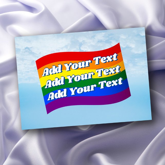 Rainbow Flag Flying LGBTQ Gay Pride Custom Text  Card (Creator Uploaded)