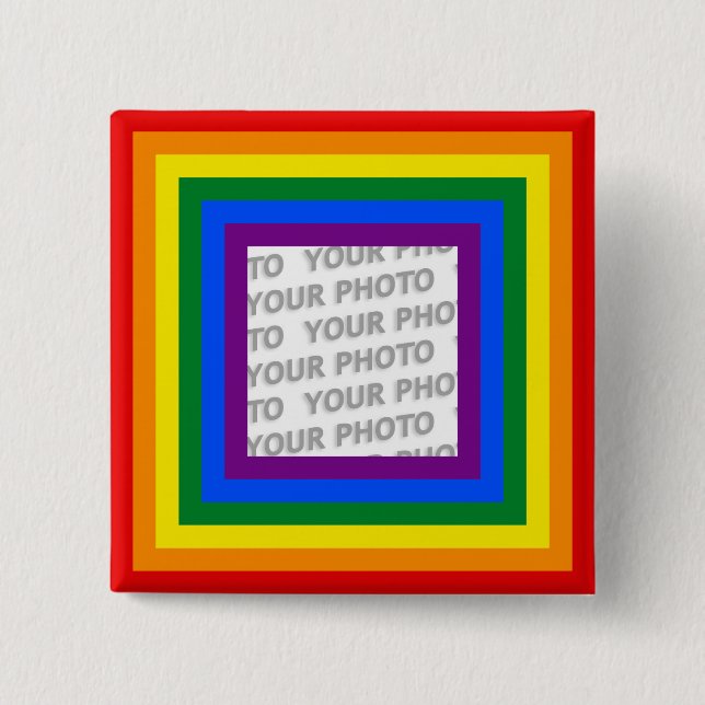 RAINBOW FLAG FRAME + your sign or image 15 Cm Square Badge (Front)