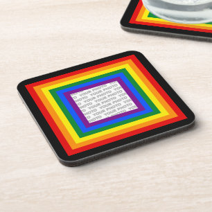 RAINBOW FLAG FRAME + your sign or image Coaster