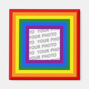 RAINBOW FLAG FRAME + your sign or image Magnet