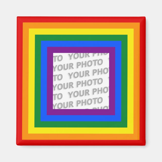 RAINBOW FLAG FRAME + your sign or image Magnet (Front)
