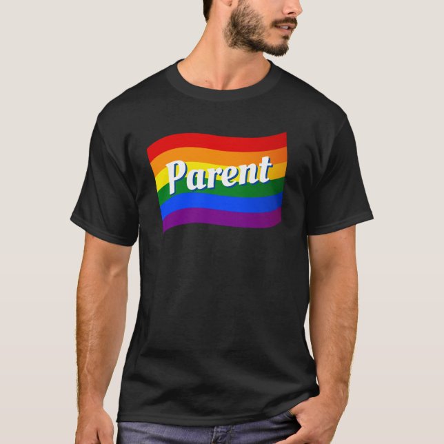 Rainbow Flag Gay Dad Lesbian Mum gay parent LGBTQ T-Shirt (Front)