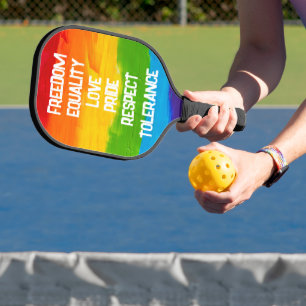 Rainbow Flag Gay Lesbian LGBT Pickleball Paddle