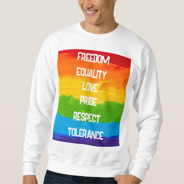 Rainbow Flag Gay Lesbian LGBT Sweatshirt (Front)