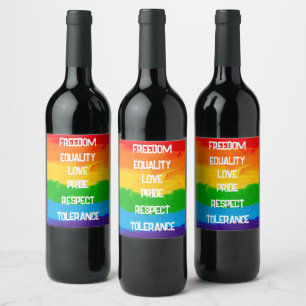 Rainbow Flag Gay Lesbian LGBT Wine Label