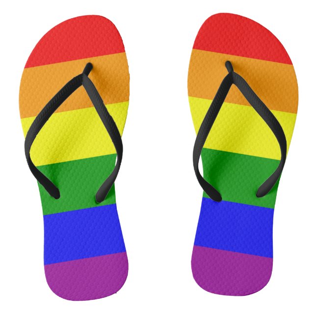 Rainbow Flag Gay Lesbian Pride Flip Flops (Footbed)
