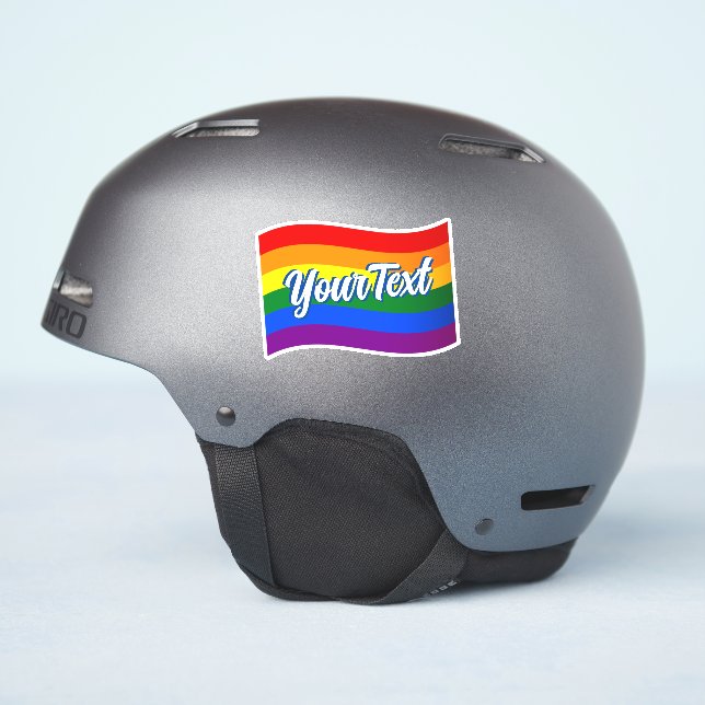 Rainbow Flag Gay Pride custom text up to 3 lines (Helmet Side)