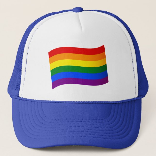 Rainbow Flag Gay Pride LGBT LGBTQ love is love Trucker Hat (Front)