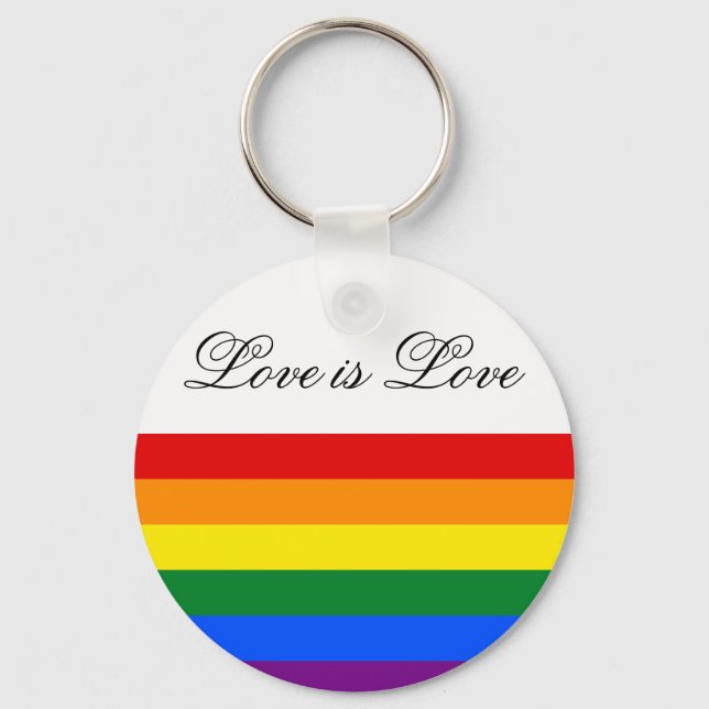 Rainbow Flag Gay Pride LGBT Love is Love Key Ring (Front)