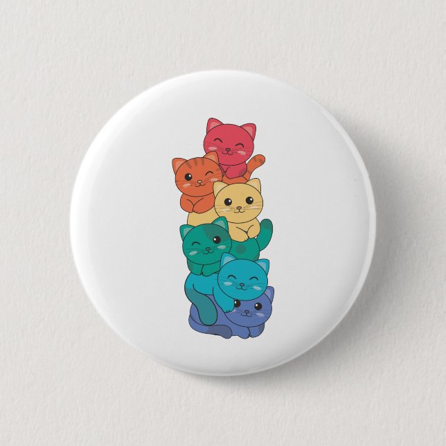 Rainbow Flag Gay Pride Lgbtq Cats Cute Cat 6 Cm Round Badge (Front)