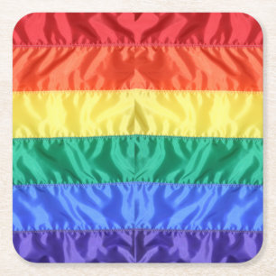 Rainbow Flag Gay Pride LGBTQ LGBT love is love  Square Paper Coaster