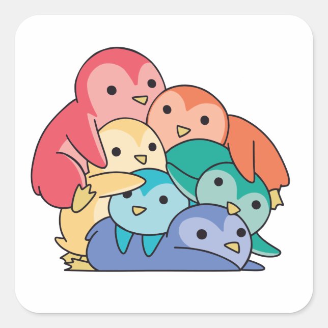 Rainbow Flag Gay Pride Lgbtq Penguin Cute Penguin Square Sticker (Front)