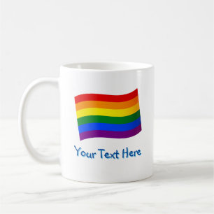 Rainbow Flag Gay Pride LGBTQ Pride custom text  Coffee Mug