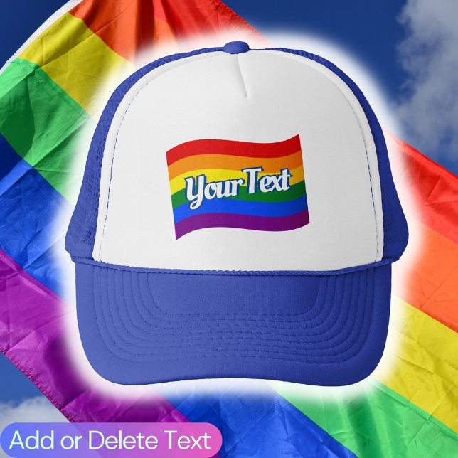 Rainbow Flag Gay Pride LGBTQ Pride custom text Trucker Hat (Creator Uploaded)
