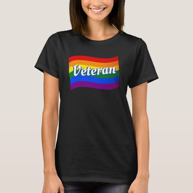 Rainbow Flag gay veteran gay military LGBT LGBTQ  T-Shirt (Front)
