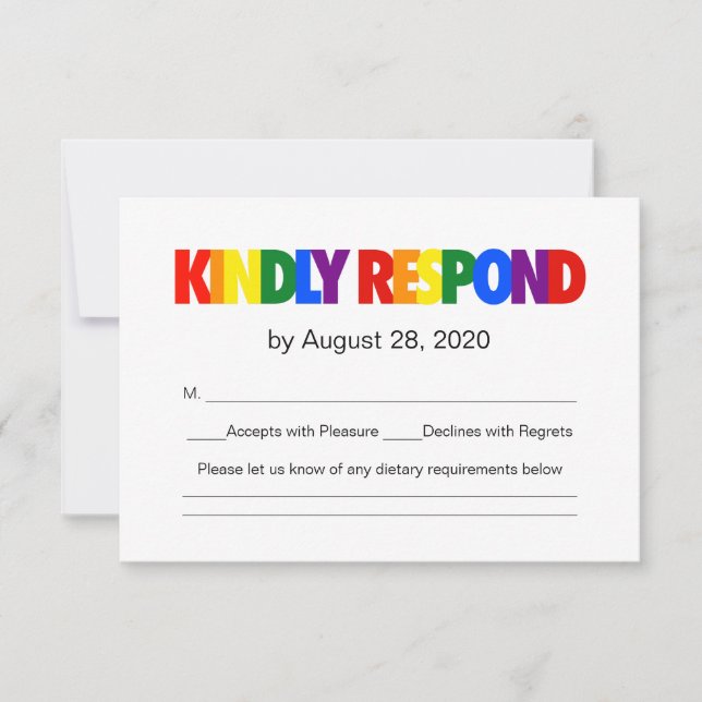 Rainbow Flag Gay Wedding Response (Front)