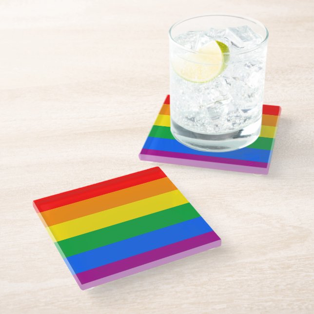 Rainbow Flag Glass Coaster (Angled)