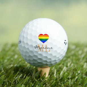 Rainbow Flag, Heart & Pride Golf monogrammed /LGBT Golf Balls