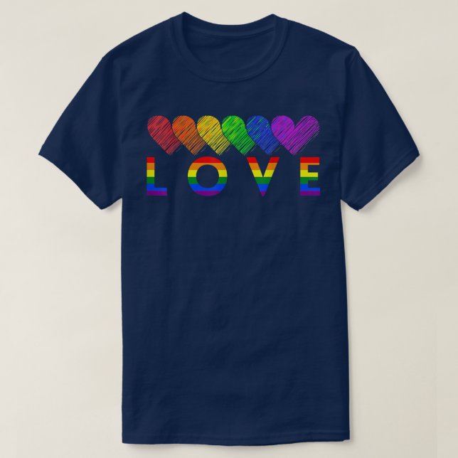 Rainbow Flag Heart Queer Pride Month Gift LGBT  T-Shirt (Design Front)
